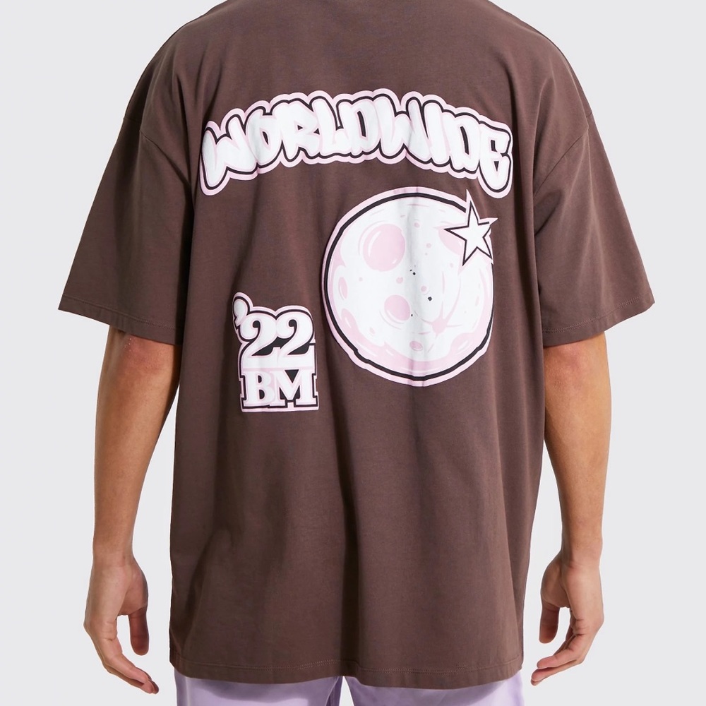 Tall Oversized Multi Badge Puff Print Shirt